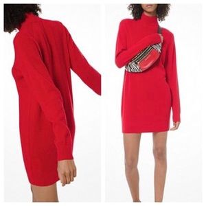Michael Kors Crimson Red Turtle Neck Sweater Dress